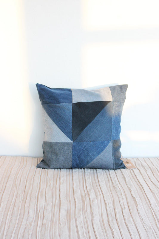 Jeans Patchwork Cushion Cover -  50 x 50 cm - JCC50005