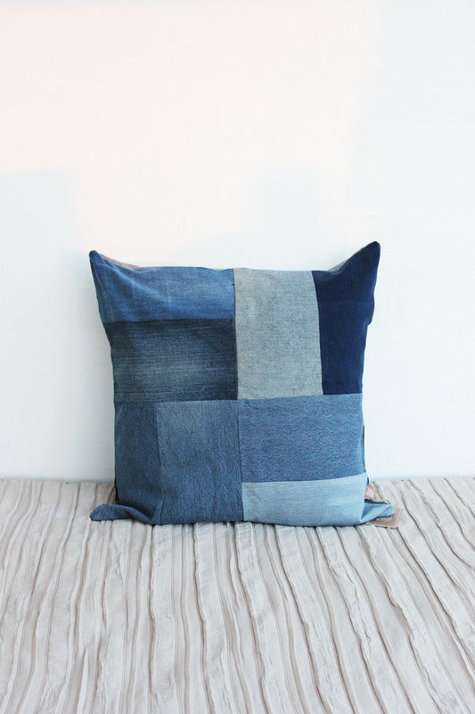 Jeans Patchwork Cushion Cover -  50 x 50 cm - JCC50007
