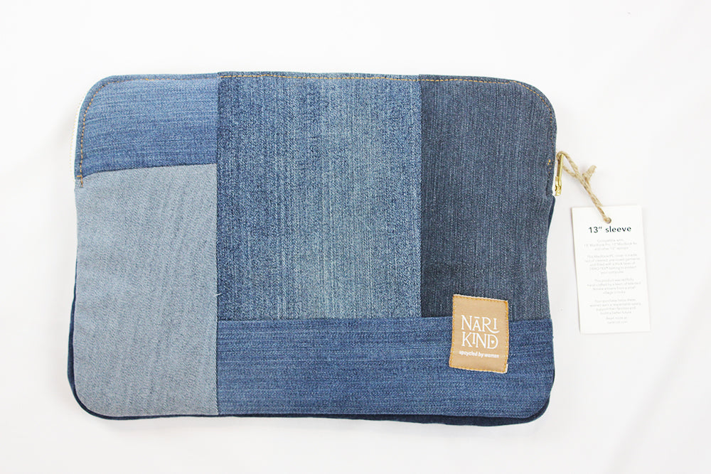 Segmented Upcycled Jeans Laptop Sleeve 13'' JLS13002 – Narikind