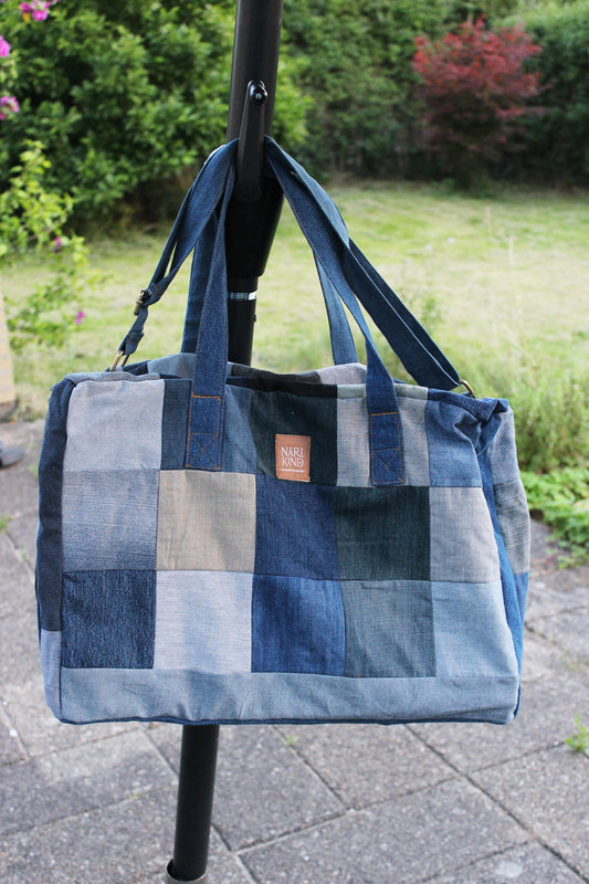 Patchwork jeans rejsetaske -JBD009