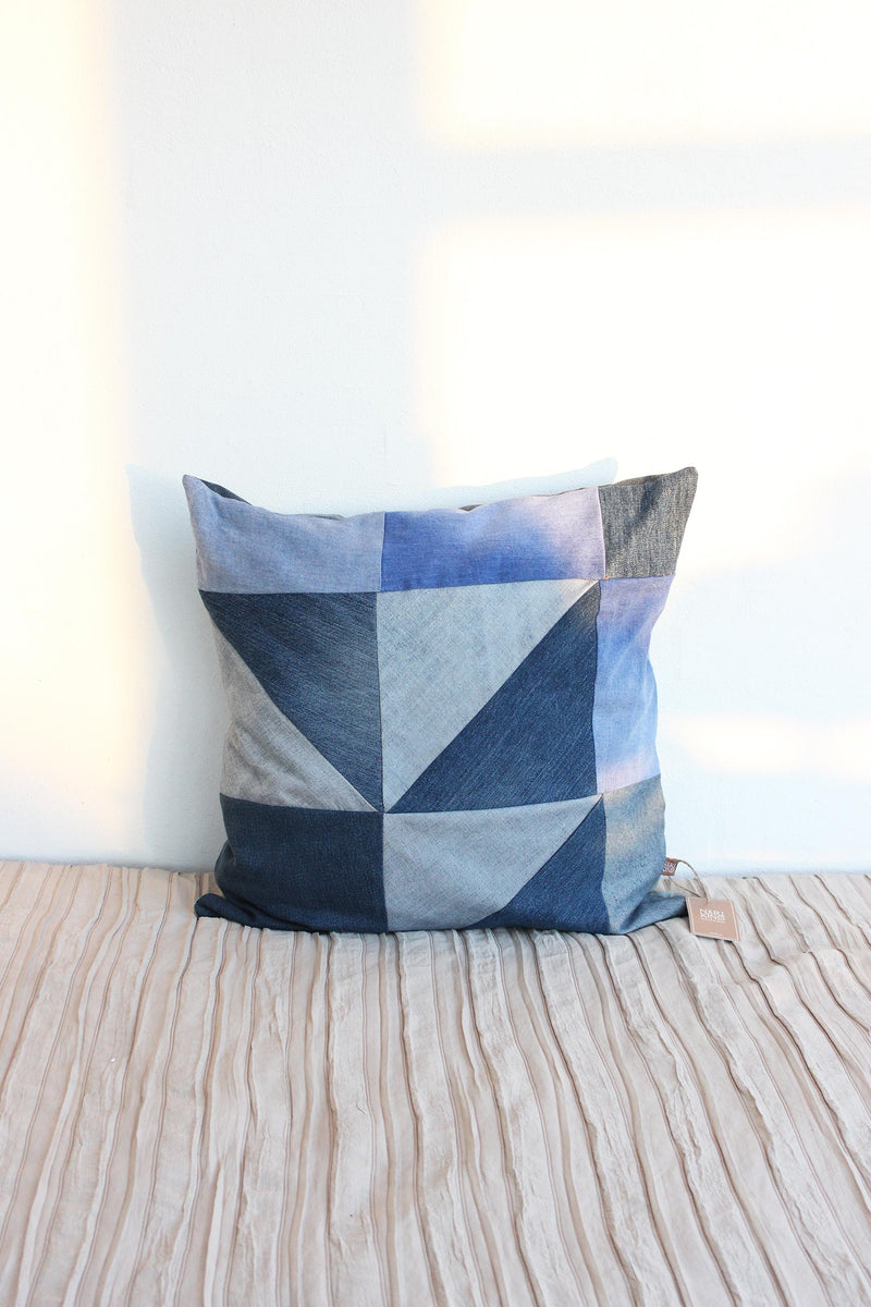 Jeans Patchwork Cushion Cover -  50 x 50 cm - JCC50006