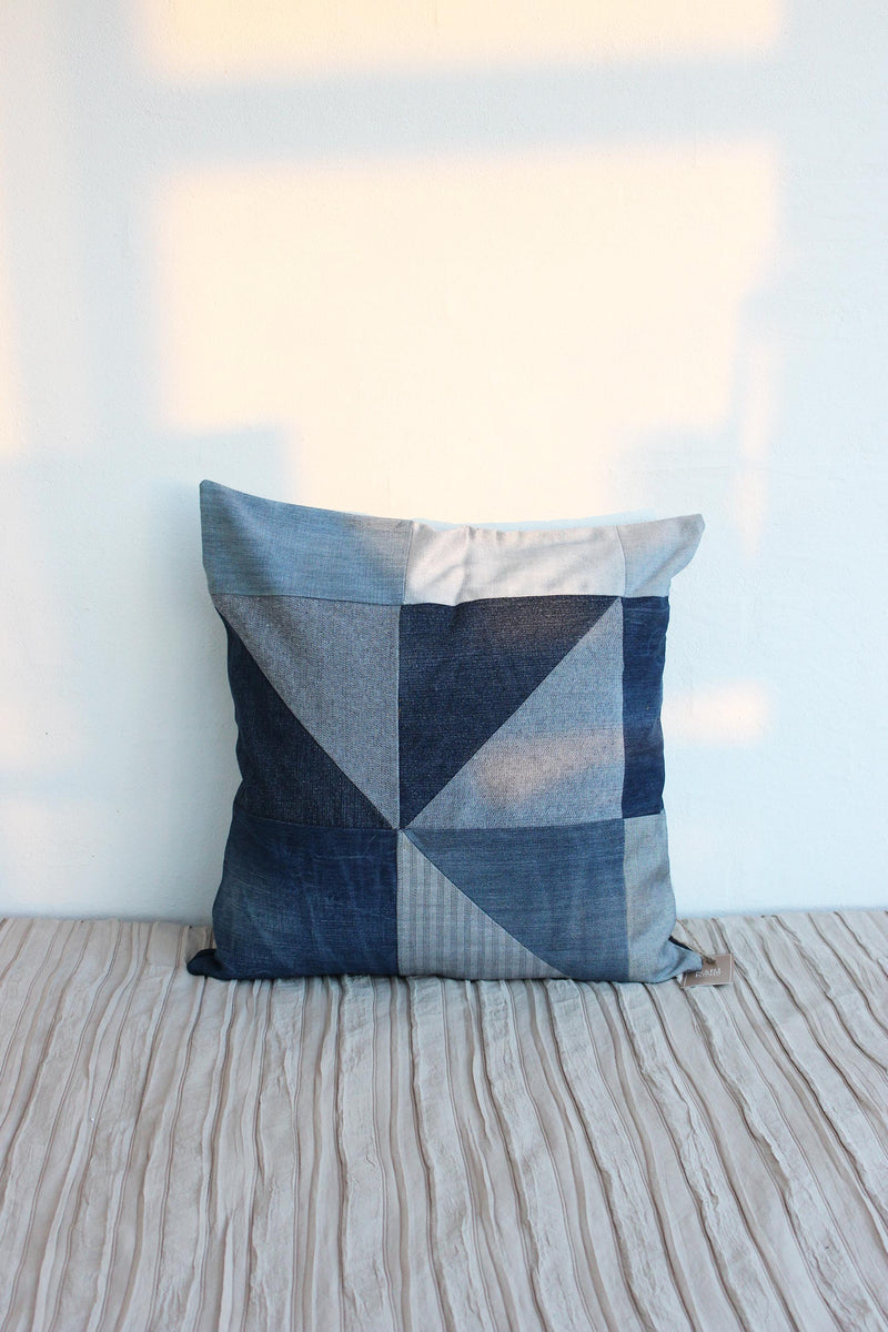 Jeans Patchwork Cushion Cover -  50 x 50 cm - JCC50008