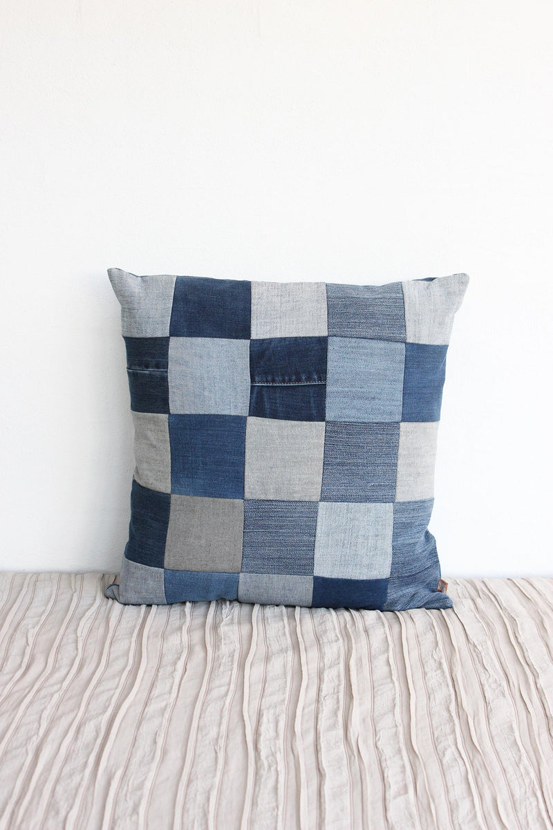 Jeans Patchwork Cushion Cover -  50 x 50 cm