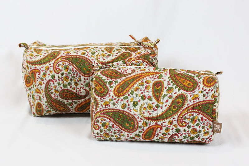 Paisley Cosmetic Bag Set - Small and Large