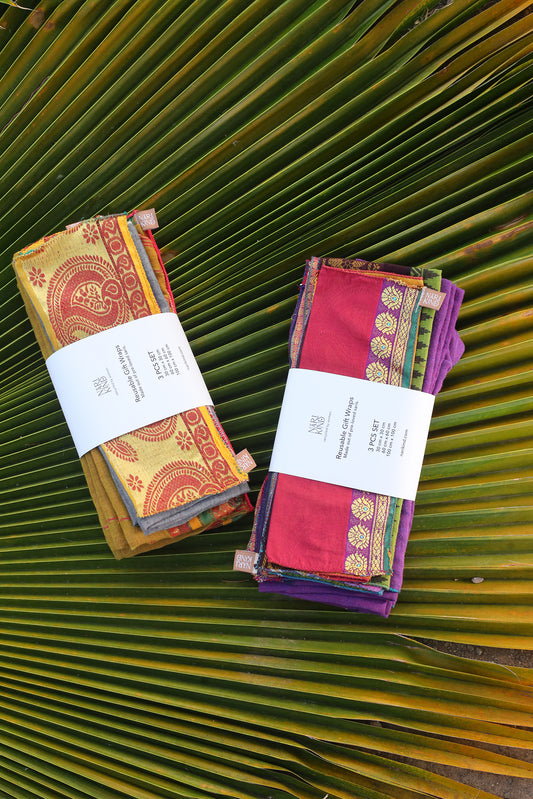 Reusable Sari Gift Wraps - 3 Pack