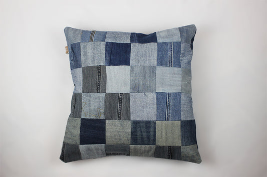 Jeans Patchwork Cushion Cover -  40 x 40 cm