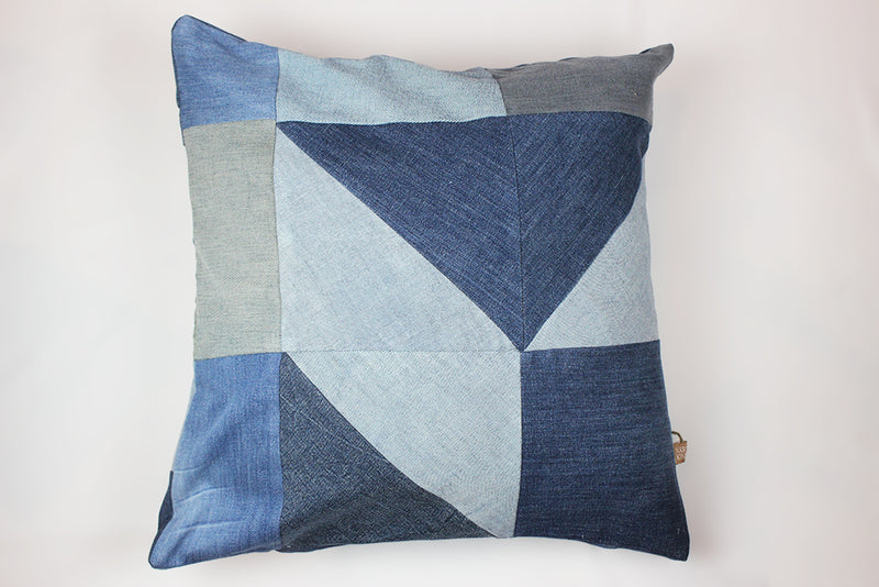 Jeans Patchwork Cushion Cover -  50 x 50 cm - JCC50004