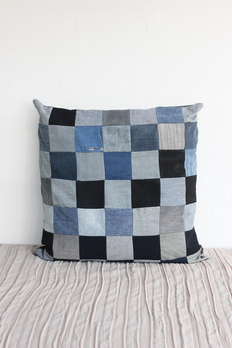 Jeans Patchwork Cushion Cover -  60 x 60 cm