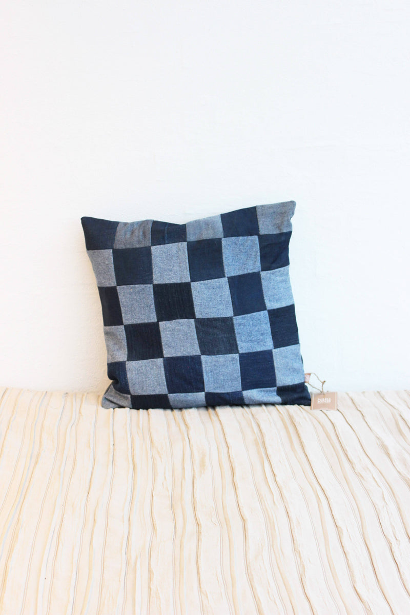 Jeans Patchwork Cushion Cover -  40 x 40 cm