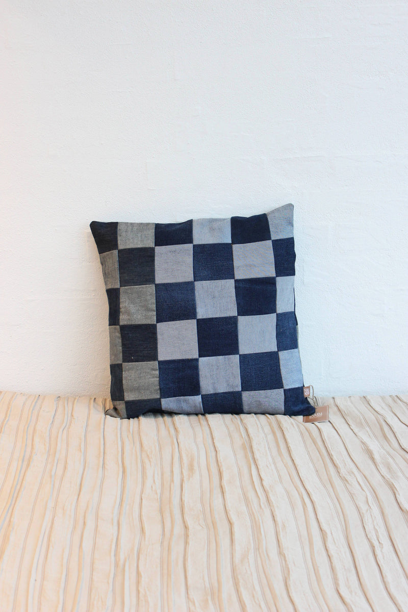 Jeans Patchwork Cushion Cover -  40 x 40 cm