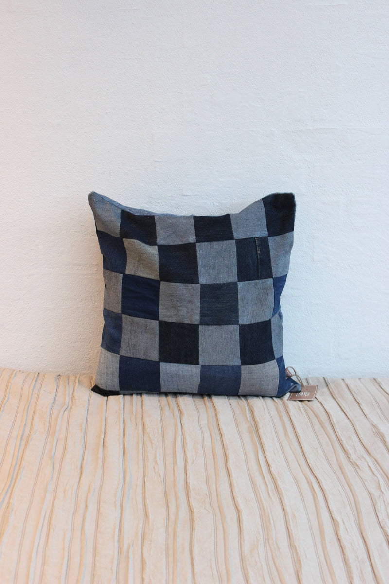 Jeans Patchwork Cushion Cover -  40 x 40 cm