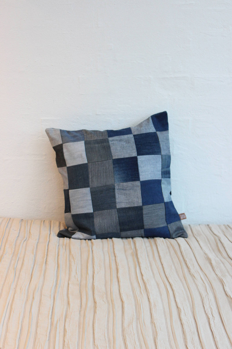 Jeans Patchwork Cushion Cover -  40 x 40 cm