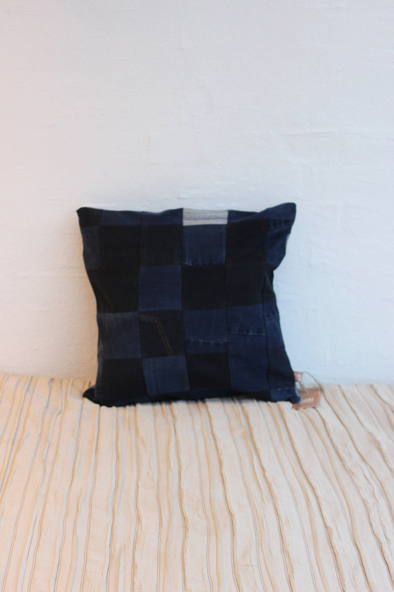 Jeans Patchwork Cushion Cover -  40 x 40 cm