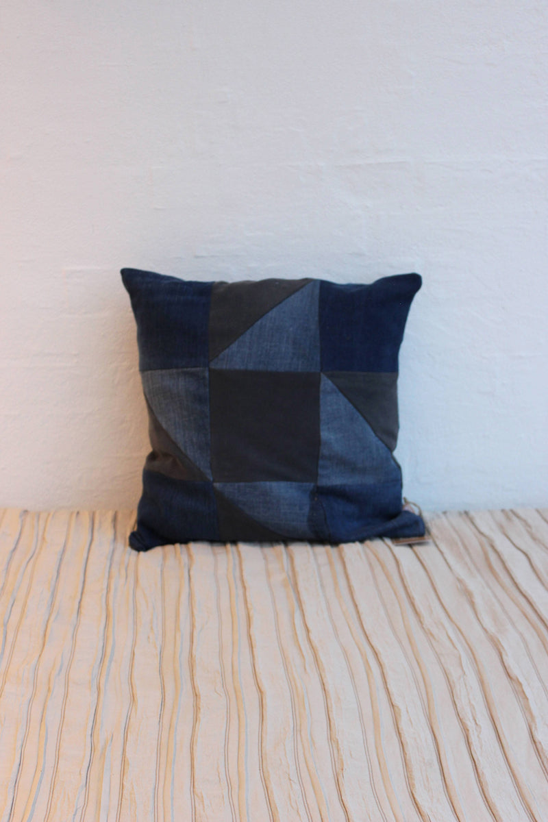 Jeans Patchwork Cushion Cover - Pinwheel - 40 x 40 cm